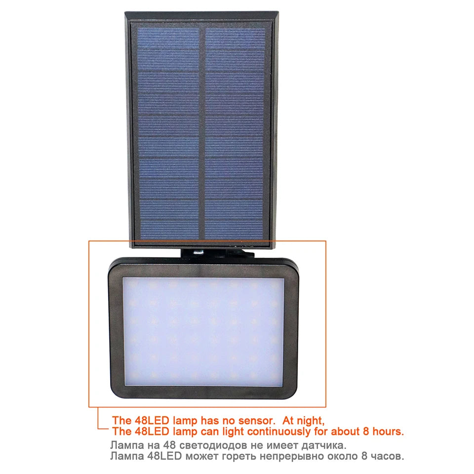 Solar Power Lamp 48 Leds Solar Street Light for Outdoor Garden Wall Yard LED Security Lighting Adustable Lighting Angle 280Lm