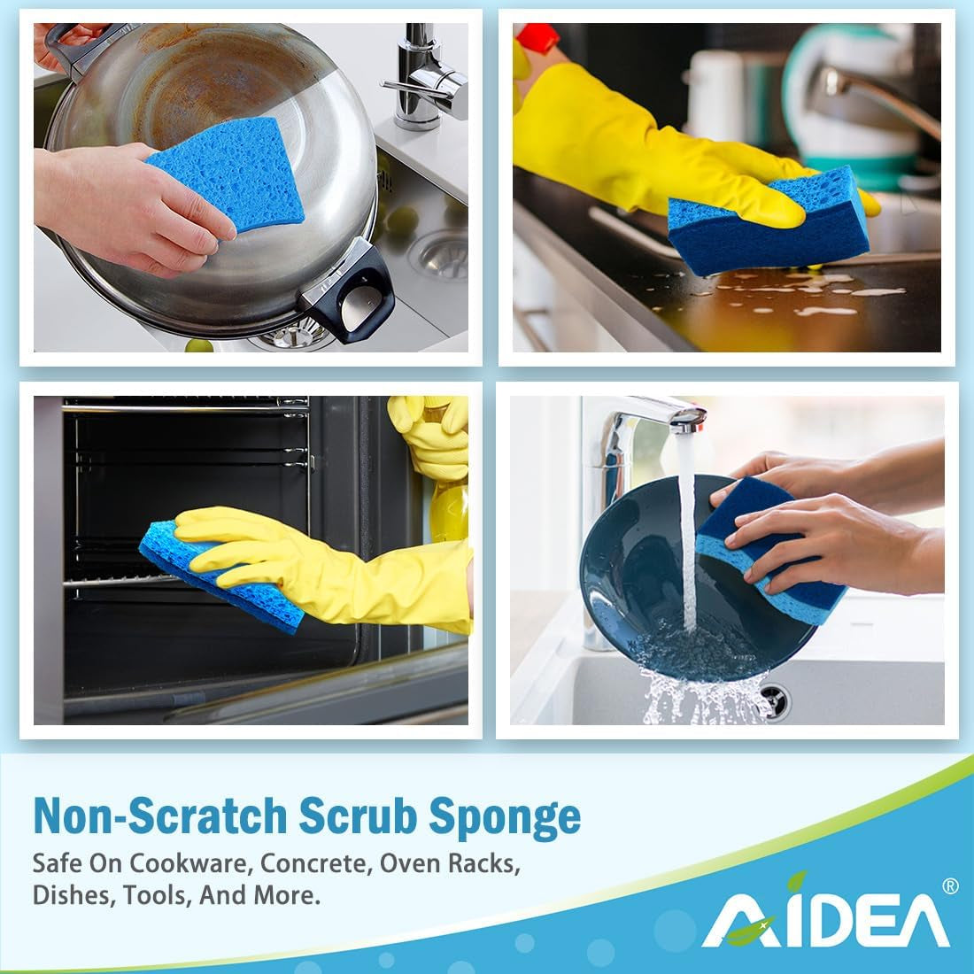 Non Scratch Scrub Sponge-24Count, Sponges Kitchen, Sponges for Dishes