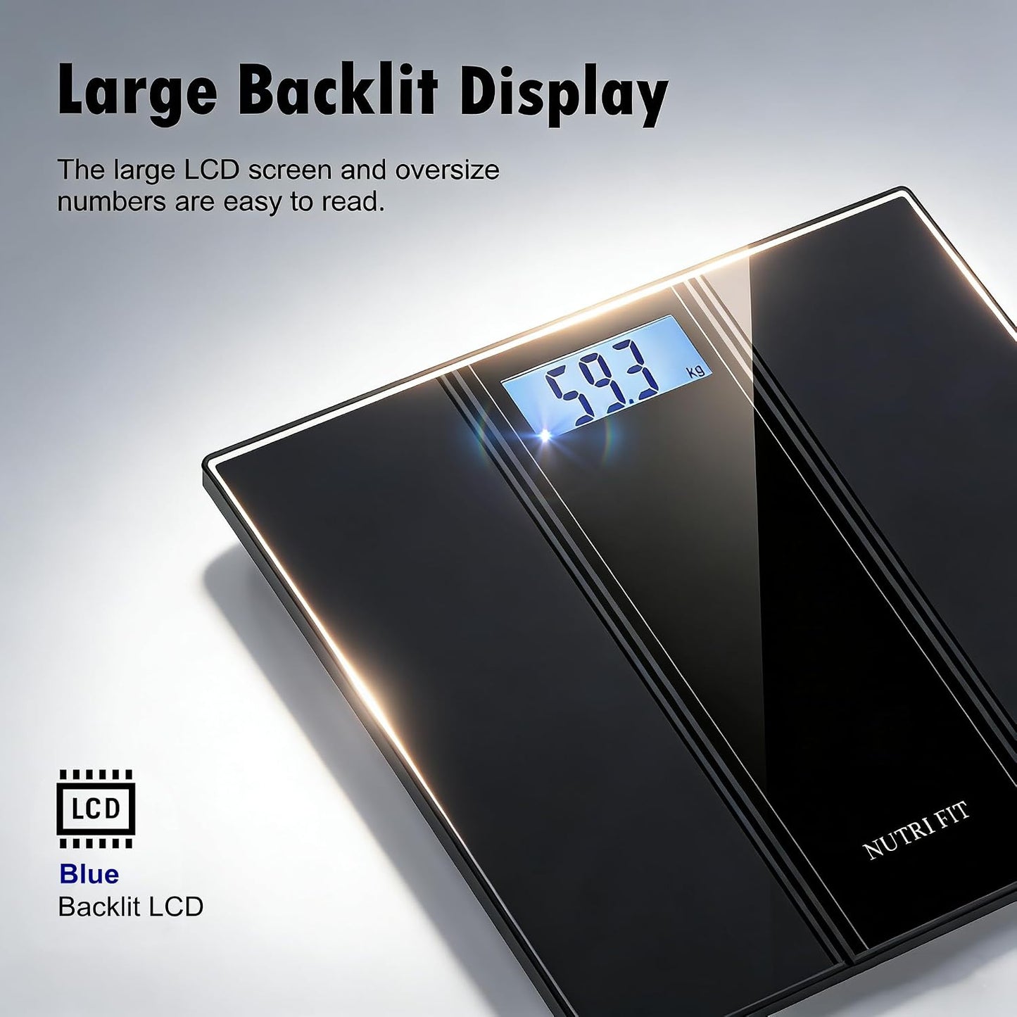 Scale for Body Weight Digital Bathroom Scale Large Size Black