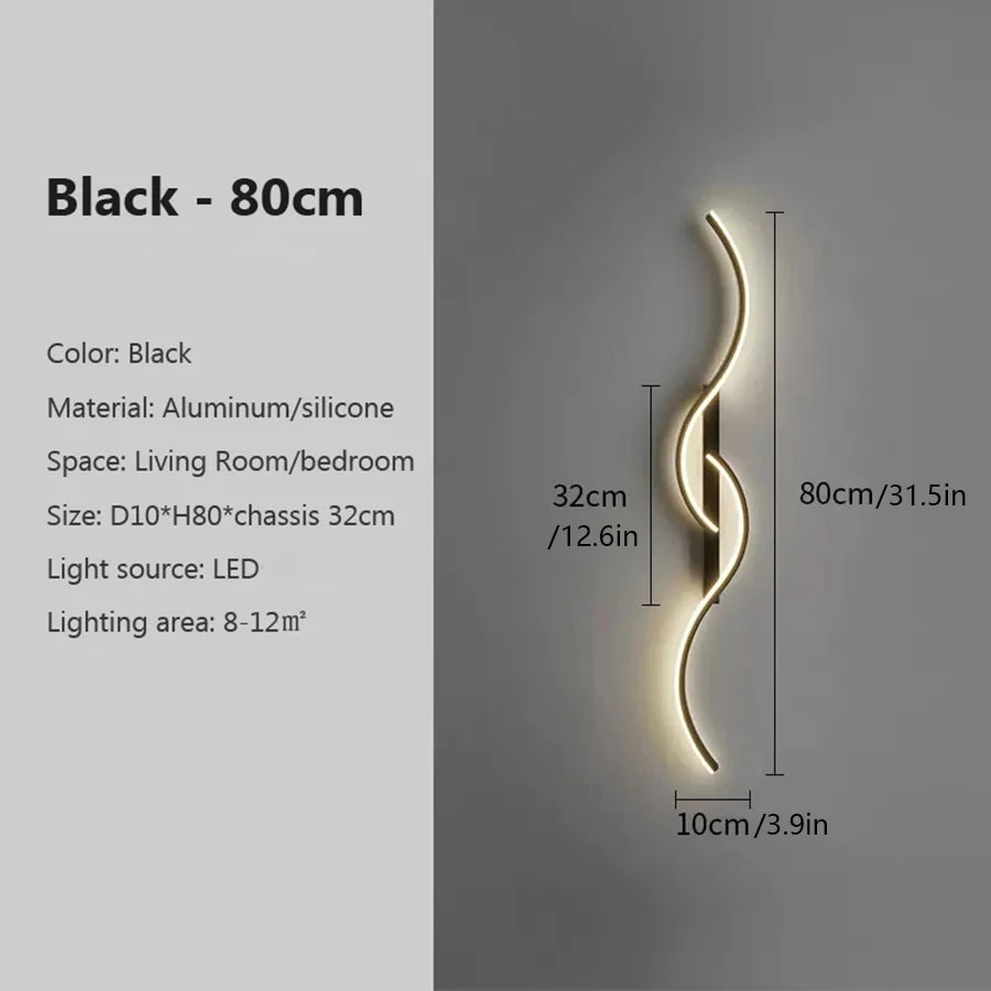 Modern LED Wall Lamp Minimalist Long-Strip Lighting Fixture for Tv Background Lighting in Living Room Bedside Lighting Bedroom